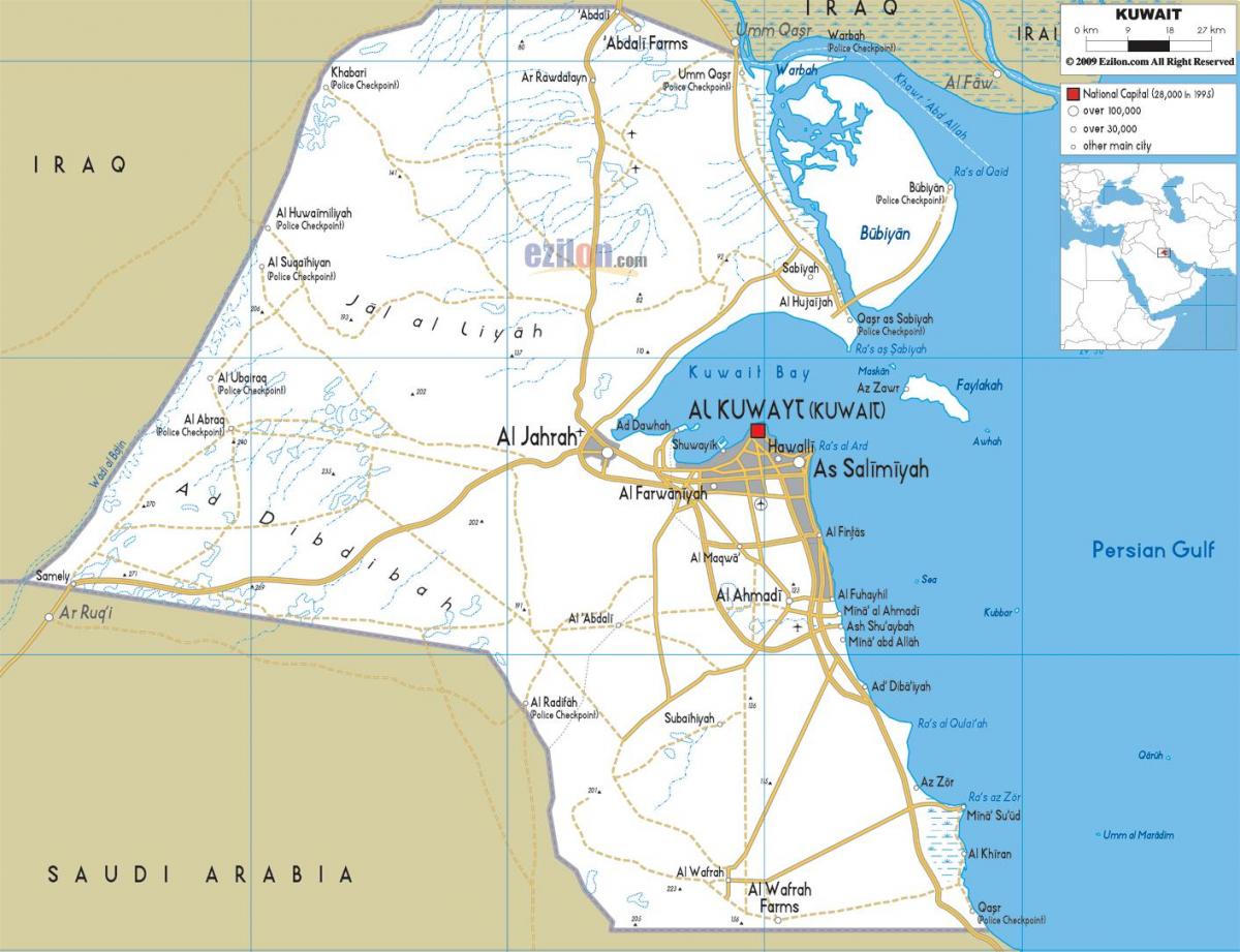koeweit-stad kaart van paaie