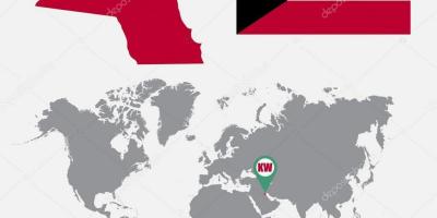 Koeweit kaart in die wêreld kaart