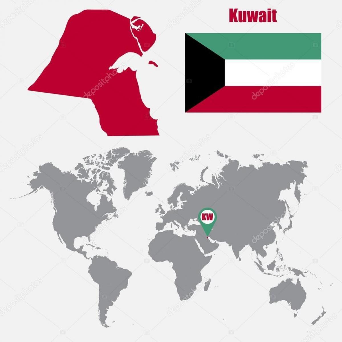 koeweit kaart in die wêreld kaart